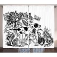 thumbnail image 1 of Ambesonne Hunting Curtains 2 Panel Set, Dogs in Forest, 108" x 90", Black White, 1 of 2