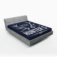 thumbnail image 1 of Ambesonne Hunting Fitted Sheet, Deer Hunter Club, Full Size, Navy Blue White, 1 of 3