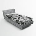 thumbnail image 1 of Ambesonne Hunting Fitted Sheet, Dogs in Forest, Twin XL Size, Black White, 1 of 2