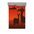 thumbnail image 1 of Ambesonne Hunting Fitted Sheet & Pillow Sham Set, Deer Doe Autumn, King, Multicolor, 1 of 2