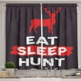 thumbnail image 1 of Ambesonne Hunting Kitchen Curtains, Eat Sleep Hunt, 55"x39", Scarlet Eggplant White, 1 of 3