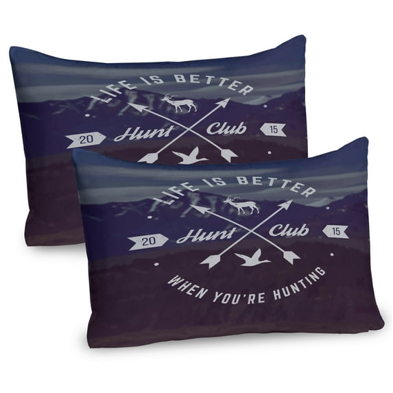 Ambesonne Hunting Pillow Sham 2 Pack, Grunge Emblem, 36"x20", Brown Blue White
