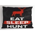thumbnail image 1 of Ambesonne Hunting Pillow Sham, Eat Sleep Hunt, 26" X 20", Scarlet Eggplant White, 1 of 2