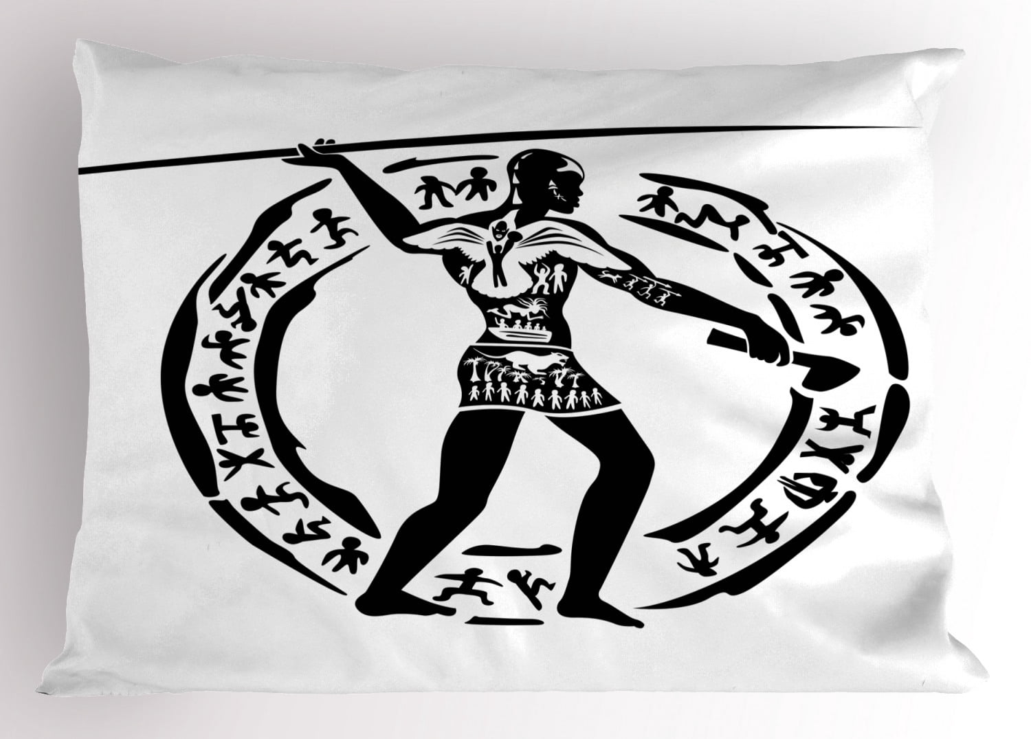 Ambesonne hunting pillow sham man lance 26 x 20 black white