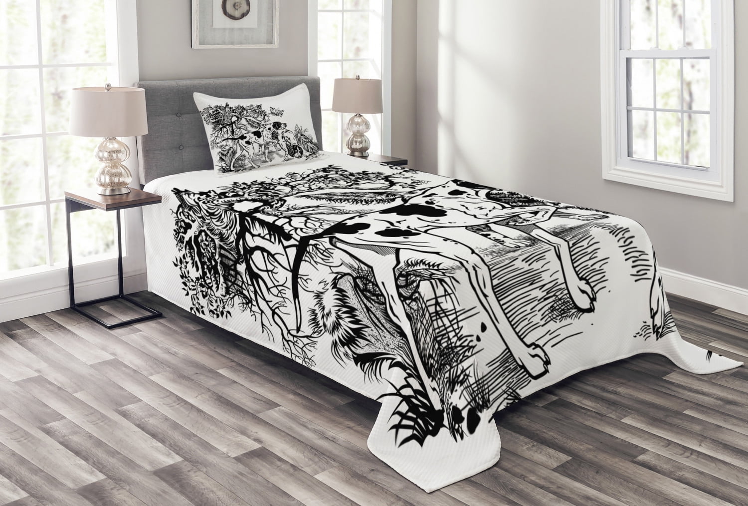 White Quilted Twin Bedspread Set with Pillow Sham