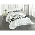 thumbnail image 1 of Ambesonne Hunting Quilted Bedspread Set 3 Pcs, Vintage Emblem, King Size, Black and White, 1 of 5