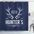 thumbnail image 1 of Ambesonne Hunting Shower Curtain, Deer Hunter Club, 69"Wx84"L, Navy Blue White, 1 of 3