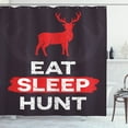 thumbnail image 1 of Ambesonne Hunting Shower Curtain, Eat Sleep Hunt, 69"Wx84"L, Scarlet Eggplant White, 1 of 3