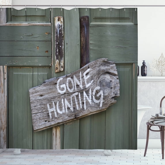 Ambesonne Hunting Shower Curtain, Old Cottage Door, 69"Wx75"L, Multicolor