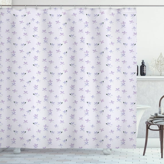 Ambesonne Hydrangea Shower Curtain, Small Spring Blossoms, 69"Wx70"L, Purple Grey Pale Mauve
