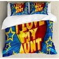 thumbnail image 1 of Ambesonne I Love My Aunt Duvet Cover Set, Vibrant Comic Style, 2-Calking, Sky Blue Multicolor, 1 of 7