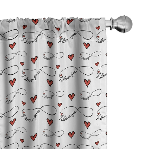 Ambesonne I Love You Window Curtains, Infinity, Each 28" W x 95" L, Red Black White