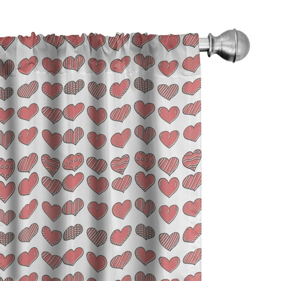 Ambesonne I Love You Window Curtains, Romance Relationship, Each 28" W x 95" L, Charcoal Grey Coral
