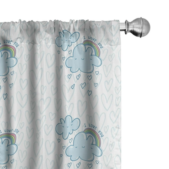 Ambesonne I Love You Curtains, Blue Valentine Cloud, Pair of 28"x84", Pale Blue Multicolor
