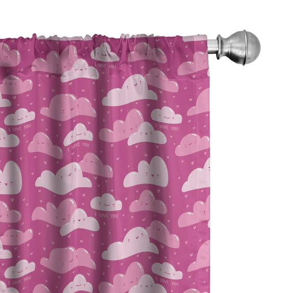 Ambesonne I Love You Curtains, Funny Clouds, Pair of 28"x84", Magenta Pale Pink