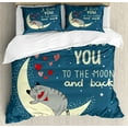 thumbnail image 1 of Ambesonne I Love You Duvet Cover Set, Sleepy Cat Hearts, Queen, Pale Yellow Warm Taupe, 1 of 6