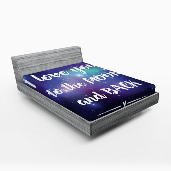 Ambesonne I Love You Fitted Sheet, Outer Space Phrase, California King, Dark Purple White