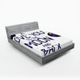 thumbnail image 1 of Ambesonne I Love You Fitted Sheet, Universe Moon Heart, Queen Size, Dark Purple, 1 of 3