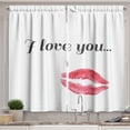 thumbnail image 1 of Ambesonne I Love You Kitchen Curtains, Red Kiss Lipstick, 55"x39", Dark Coral Grey, 1 of 3