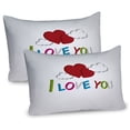 thumbnail image 1 of Ambesonne I Love You Pillow Sham 2 Pack, Letters Clouds Heart, 30"x20", Lime Green Magenta, 1 of 3
