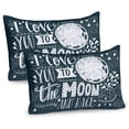 thumbnail image 1 of Ambesonne I Love You Pillow Sham 2 Pack, Universe Wish Floral, 36"x20", Dark Petrol Blue White, 1 of 3