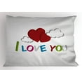thumbnail image 1 of Ambesonne I Love You Pillow Sham, Letters Clouds Heart, 26" X 20", Lime Green Magenta, 1 of 2