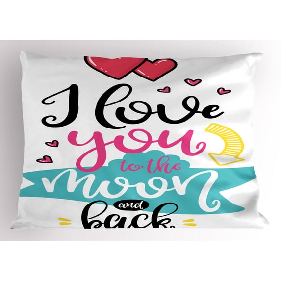 Ambesonne I Love You Pillow Sham, Lifestyle Words Partners, 36" X 20", Multicolor