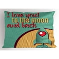 thumbnail image 1 of Ambesonne I Love You Pillow Sham, Moon and Back Rocket, 36" X 20", Turquoise Mustard and Red, 1 of 2