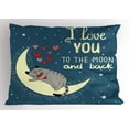 thumbnail image 1 of Ambesonne I Love You Pillow Sham, Sleepy Cat Hearts, 26" X 20", Pale Yellow Warm Taupe, 1 of 2