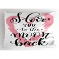 thumbnail image 1 of Ambesonne I Love You Pillow Sham, Watercolor Heart, 26" X 20", Pale Pink White, 1 of 2