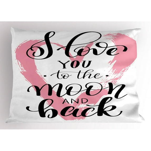 Ambesonne I Love You Pillow Sham, Watercolor Heart, 26" X 20", Pale Pink White