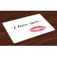 thumbnail image 1 of Ambesonne I Love You Place Mats Set of 4, Red Kiss Lipstick, Standard Size, Dark Coral Grey, 1 of 4
