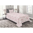 thumbnail image 1 of Ambesonne I Love You Quilted Bedspread Set 2 Pcs, Hearts Wedding Rings, Twin Size, Maroon Pink Blush, 1 of 3