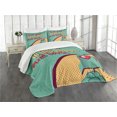 thumbnail image 1 of Ambesonne I Love You Quilted Bedspread Set 3 Pcs, Moon and Back Rocket, King Size, Turquoise Mustard and Red, 1 of 3