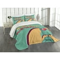 thumbnail image 1 of Ambesonne I Love You Quilted Bedspread Set 3 Pcs, Moon and Back Rocket, Queen Size, Turquoise Mustard and Red, 1 of 3