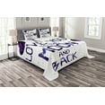 thumbnail image 1 of Ambesonne I Love You Quilted Bedspread Set 3 Pcs, Universe Moon Heart, Queen Size, Dark Purple, 1 of 3