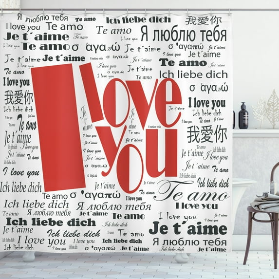 Ambesonne I Love You Shower Curtain, Newspaper Words, 69"Wx70"L, White Black