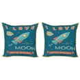 thumbnail image 1 of Ambesonne I Love You Throw Pillow Cover 2 Pack, Spaceship Galaxy, 20", Dark Blue and Coral, 1 of 7
