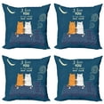thumbnail image 1 of Ambesonne I Love You Throw Pillow Cover 4 Pack, Love Cats on Roof, 18", Petrol Blue Ivory, 1 of 6