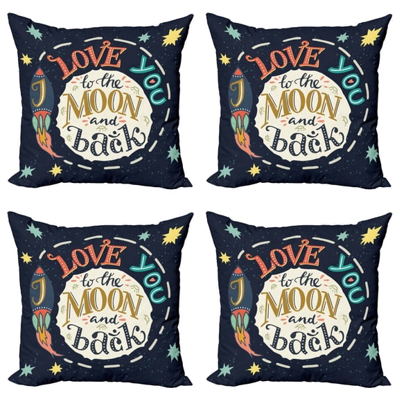 Ambesonne I Love You Throw Pillow Cover 4 Pack, Pastel Toned Modern, 16", Multicolor