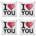 thumbnail image 1 of Ambesonne I Love You Throw Pillow Cover 4 Pack, Simple Calligraphy, 16", Red Charcoal Grey, 1 of 5