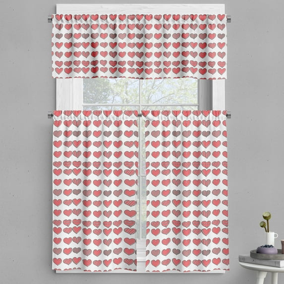 Ambesonne I Love You Valance & Curtain, Romance Relationship, 55"x30", Charcoal Grey Coral
