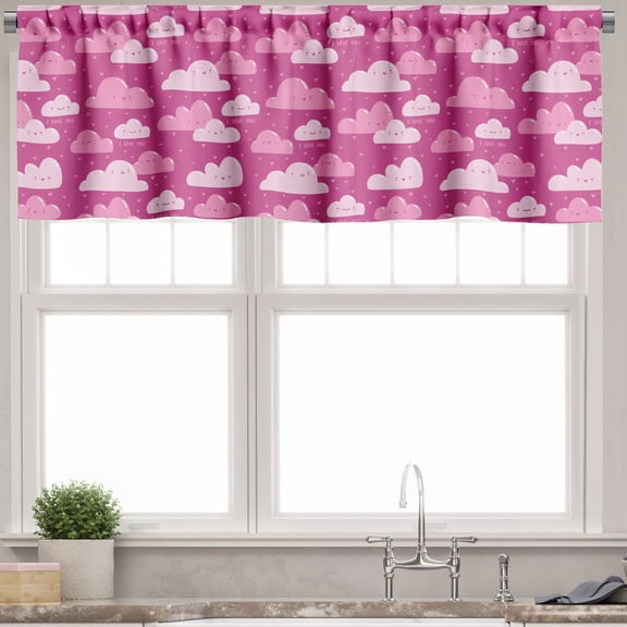 Ambesonne I Love You Valance Pack of 2, Funny Clouds, 54"X12", Magenta Pale Pink