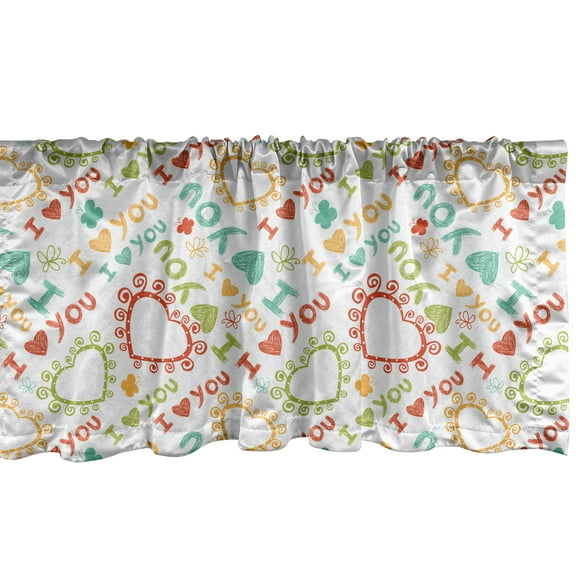 Ambesonne I Love You Window Valance, Scribble, 54" X 18", Multicolor