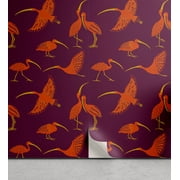 Ambesonne Ibis Bird Peel & Stick Wallpaper for Home, Wingy Animals Wilderness, 13"x36", Magenta Vermilion Yellow