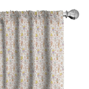 Ambesonne Ice Cream Curtains, Candies, Pair of 28"x95", Peach Coral Mint