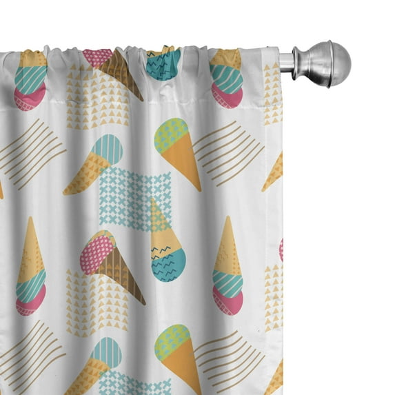 Ambesonne Ice Cream Curtains, Geometrical Graphic, Pair of 28"x84", Multicolor