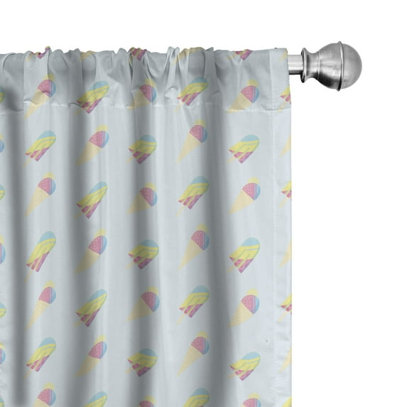 Ambesonne Ice Cream Curtains, Pastel Hipster Summer, Pair of 28"x84", Multicolor