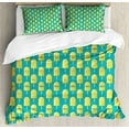thumbnail image 1 of Ambesonne Ice Cream Duvet Cover Set, Lemon Flavor Face, 2-Calking, Teal Yellow, 1 of 7