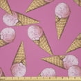 thumbnail image 1 of Ambesonne Ice Cream Fabric by the Yard Microfiber, Summer Desserts Pinkish, 1 Yard, Pink and Pale Brown, 1 of 2